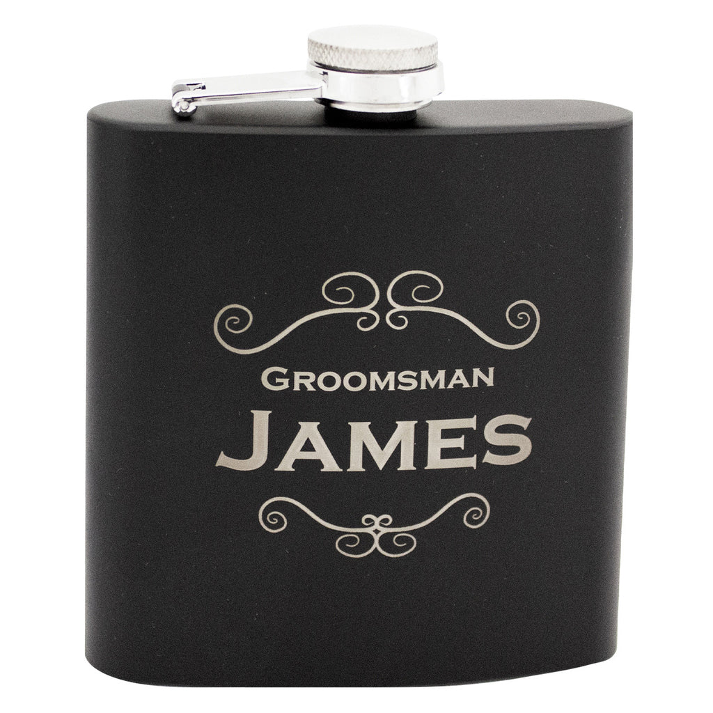 Matt Black flask gift box with cups